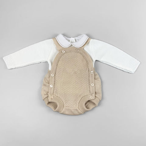 baby unisex knitted dungarees beige