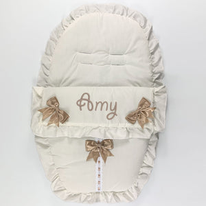 baby beige unisex three bow car seat