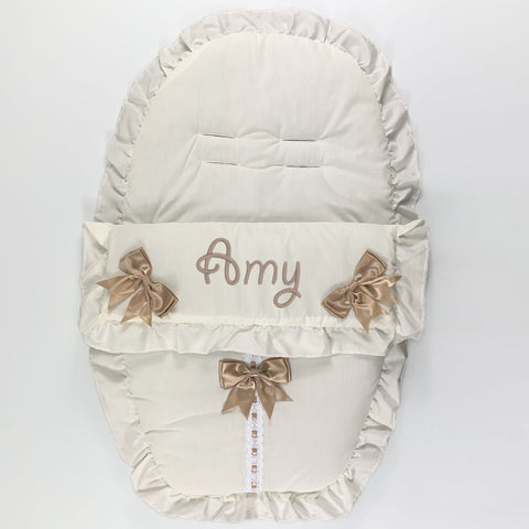 baby beige unisex three bow car seat