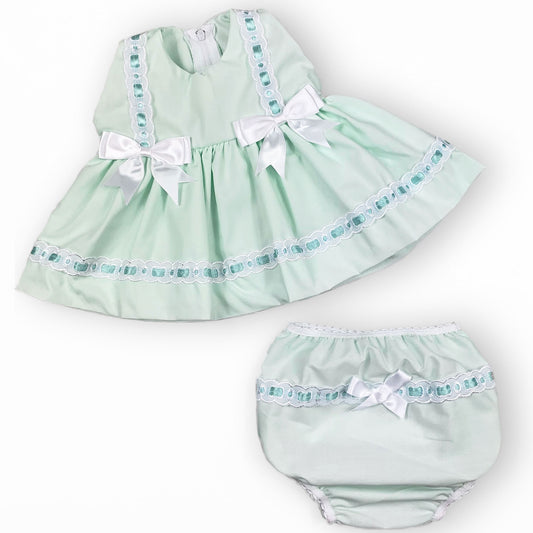 mint green and white two piece outfit