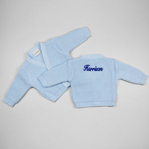 personalised baby boys knitted cardigan