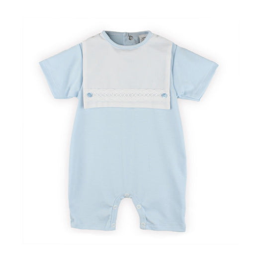 Baby Boys Blue Cotton Romper – Made in Portugal