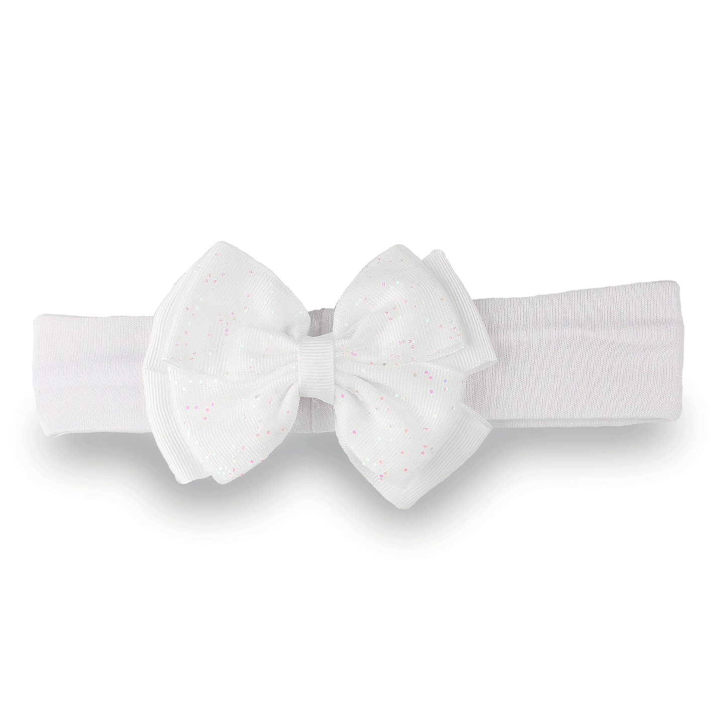 Baby headband with Glitter Bow - White