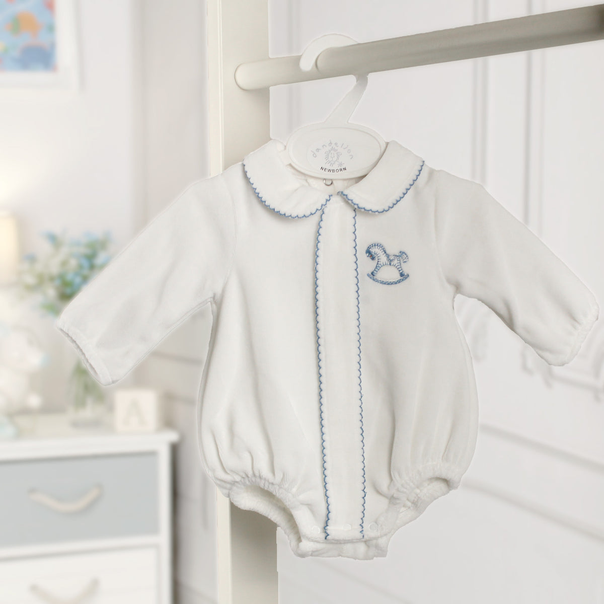 dandelion velour baby boy romper