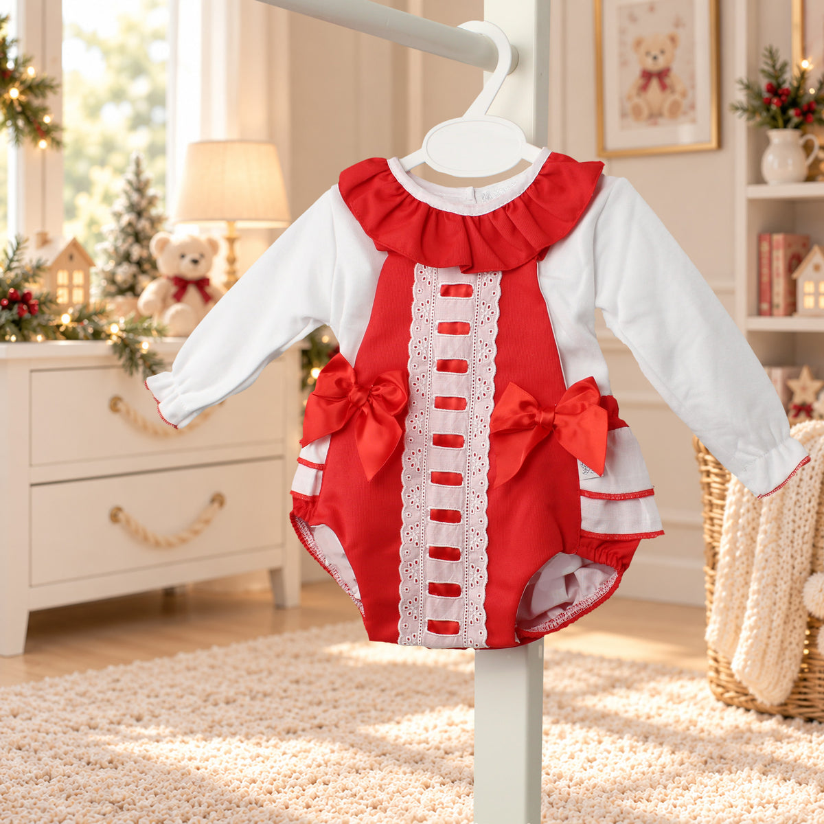 Baby Girls Red Frill Romper & Blouse 2 Piece Outfit – Kleo Kids