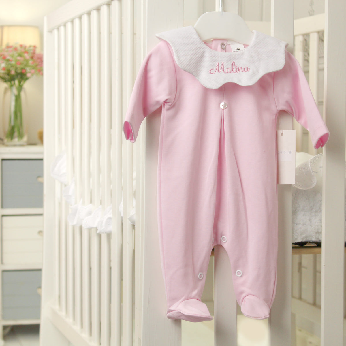 Personalised Pink Baby Girl Sleepsuit