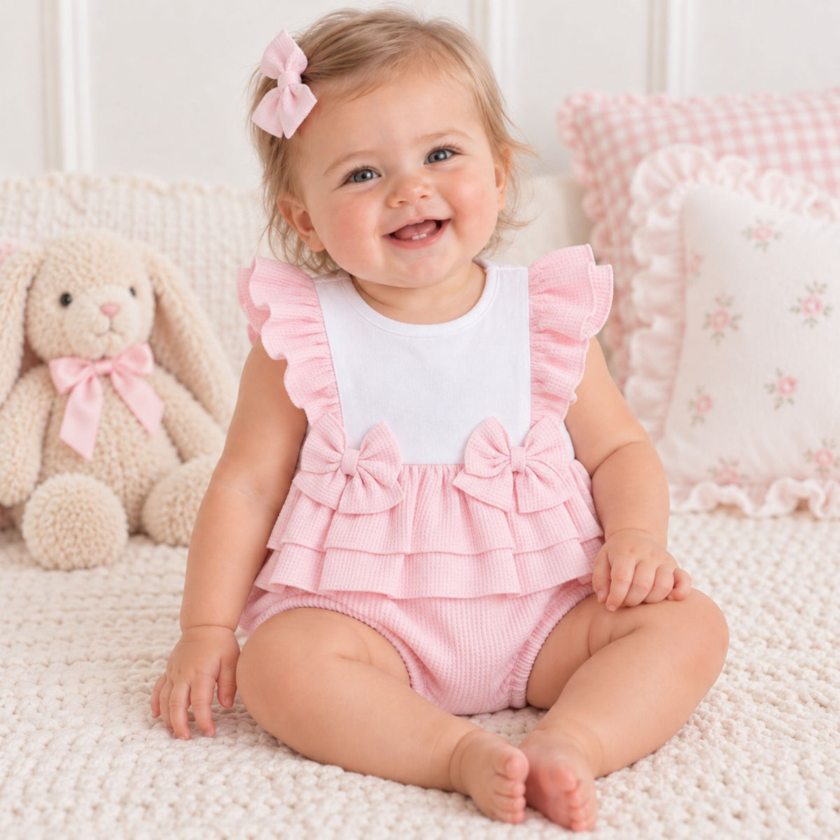 Kleo Kids Baby Girls Pink Frill Romper Set