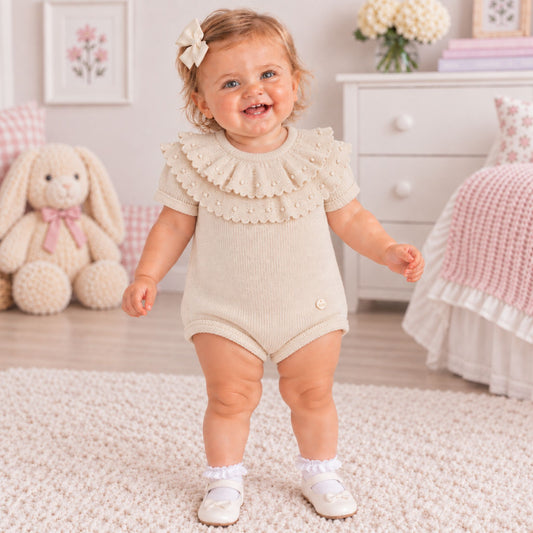 baby girl beige knitted romper