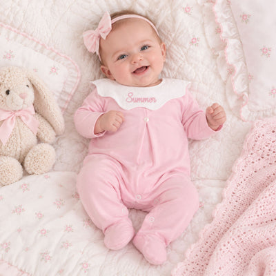 Personalised Pink Baby Girl Sleepsuit