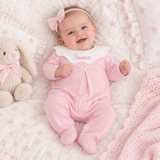 Personalised Pink Baby Girl Sleepsuit