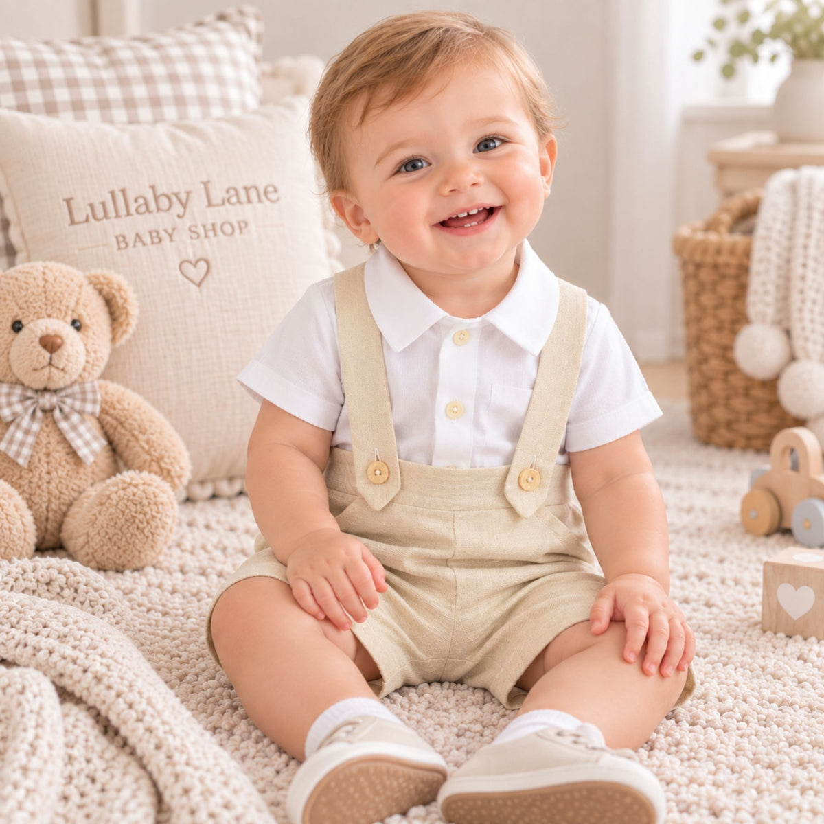 boy beige short set