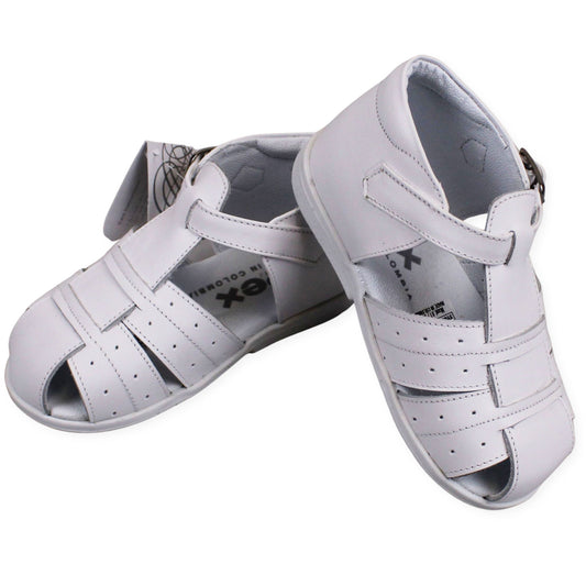 Pex Frankie First Walker Sandals - Hard Sole White Leather