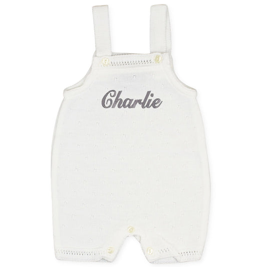 personalised baby dungarees knitted