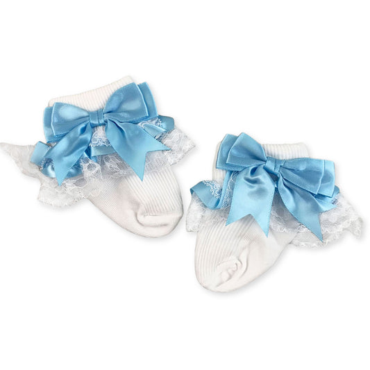 baby girl socks with blue bows