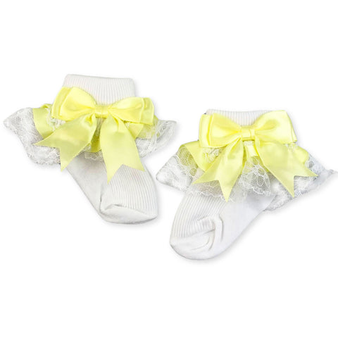 baby girls socks with lemon yellow bow