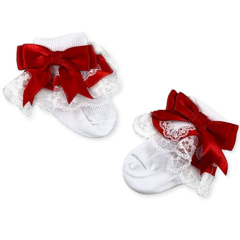 baby girl fancy socks with red bow