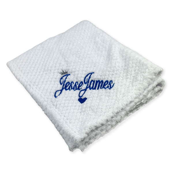 White Waffle Texture Baby Blanket - Personalised