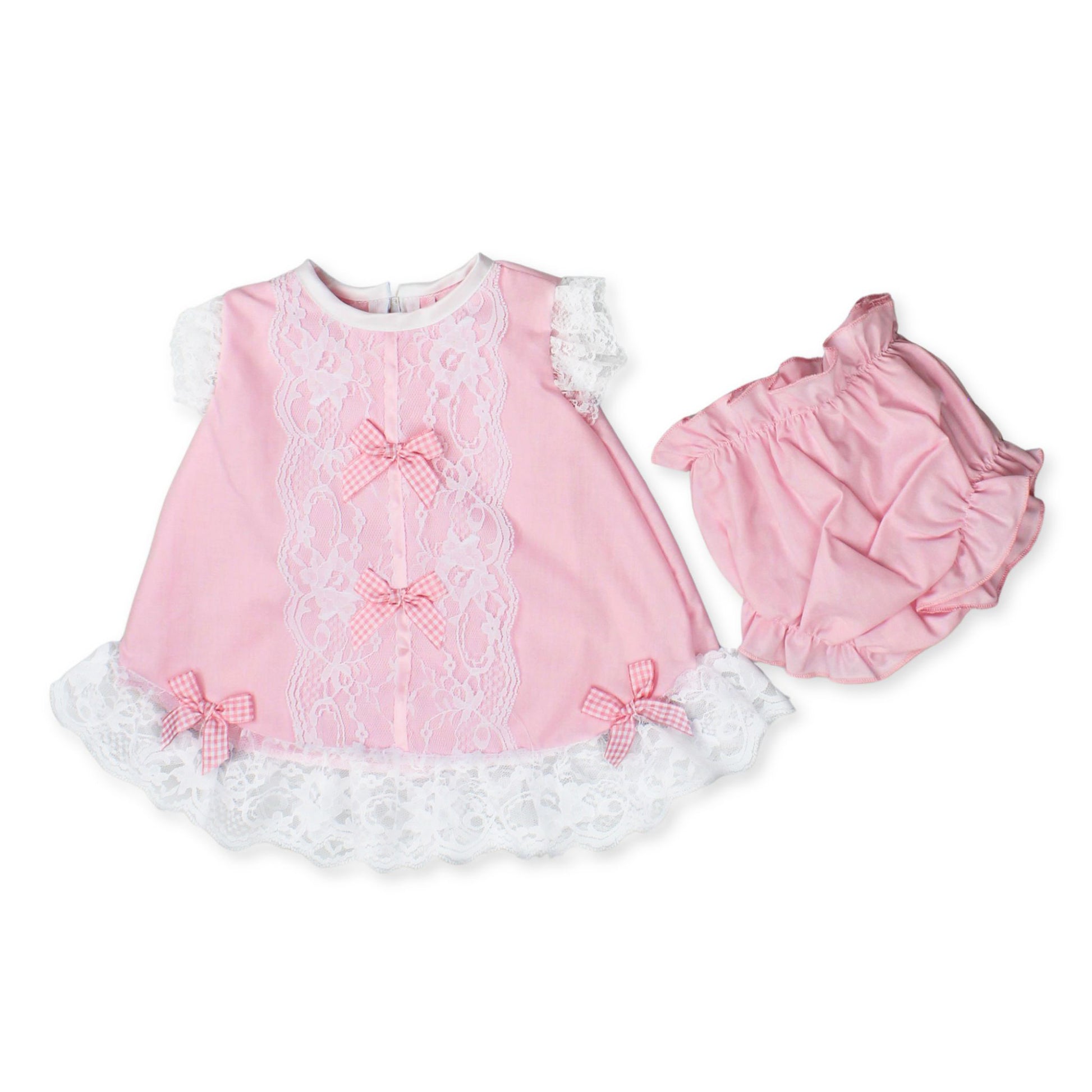baby girl pink dress with matching knickers