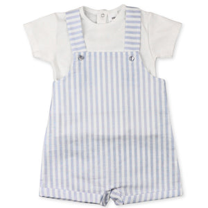 baby boys two piece striped dungarees and t shirt