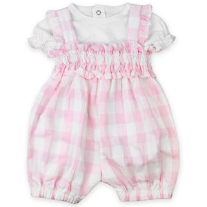 checkered baby girls pink and white two piece outfit