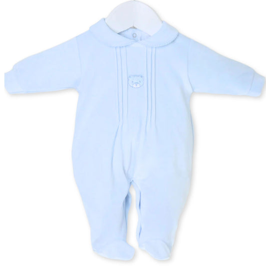 baby boys blue velour onesie