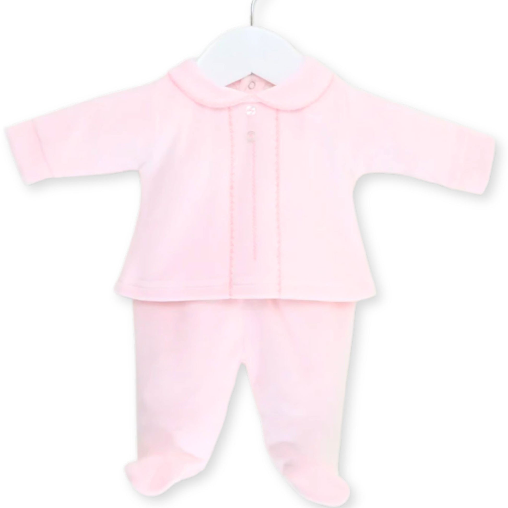 Baby Girls Velour Pink Two Piece Outfit pex