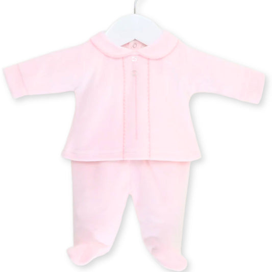 Baby Girls Velour Pink Two Piece Outfit pex