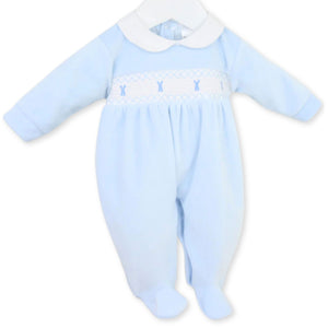baby boys bunny embroidery velour