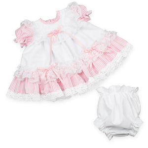 baby girl frilly dress white pink