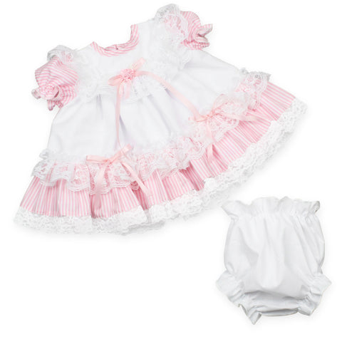 baby girl frilly dress white pink