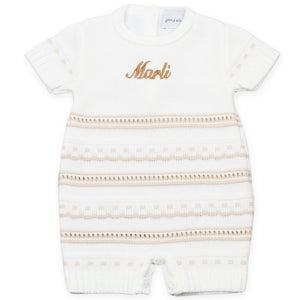 baby girls personalised white and beige romper