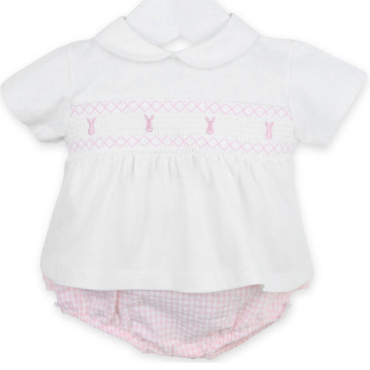 baby girls two piece pink checkered outfit