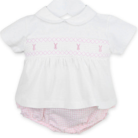 baby girls two piece pink checkered outfit