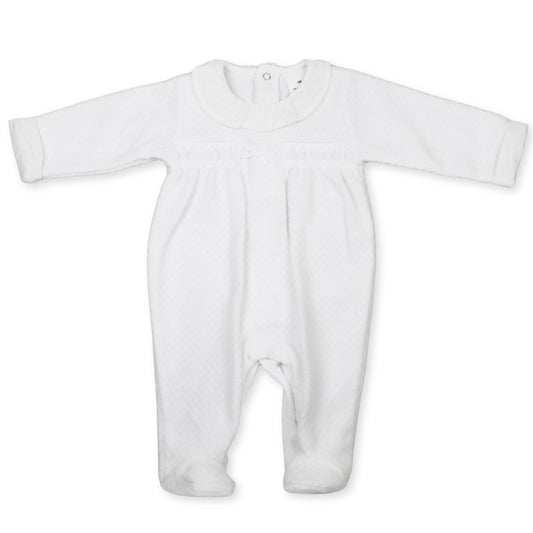white quilted sleepsuit all in one