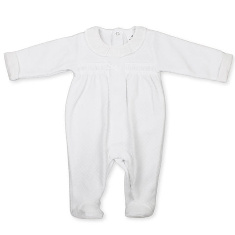 white quilted sleepsuit all in one