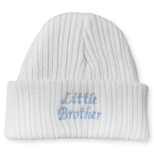 Newborn Beanie Hat with Little Brother Embroidery