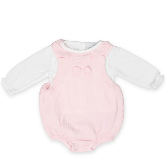 pink baby girls muslin romper two piece