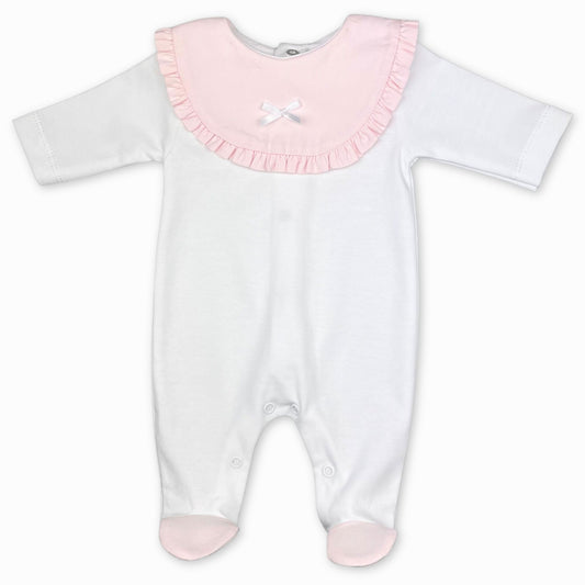 baby girls cotton white and pink sleep suit