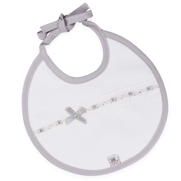 unisex baby dribble bib white and grey