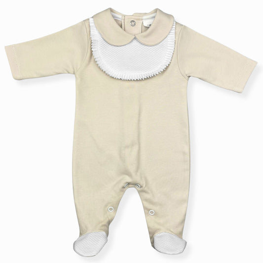 Unisex Baby Cotton Beige Sleepsuit