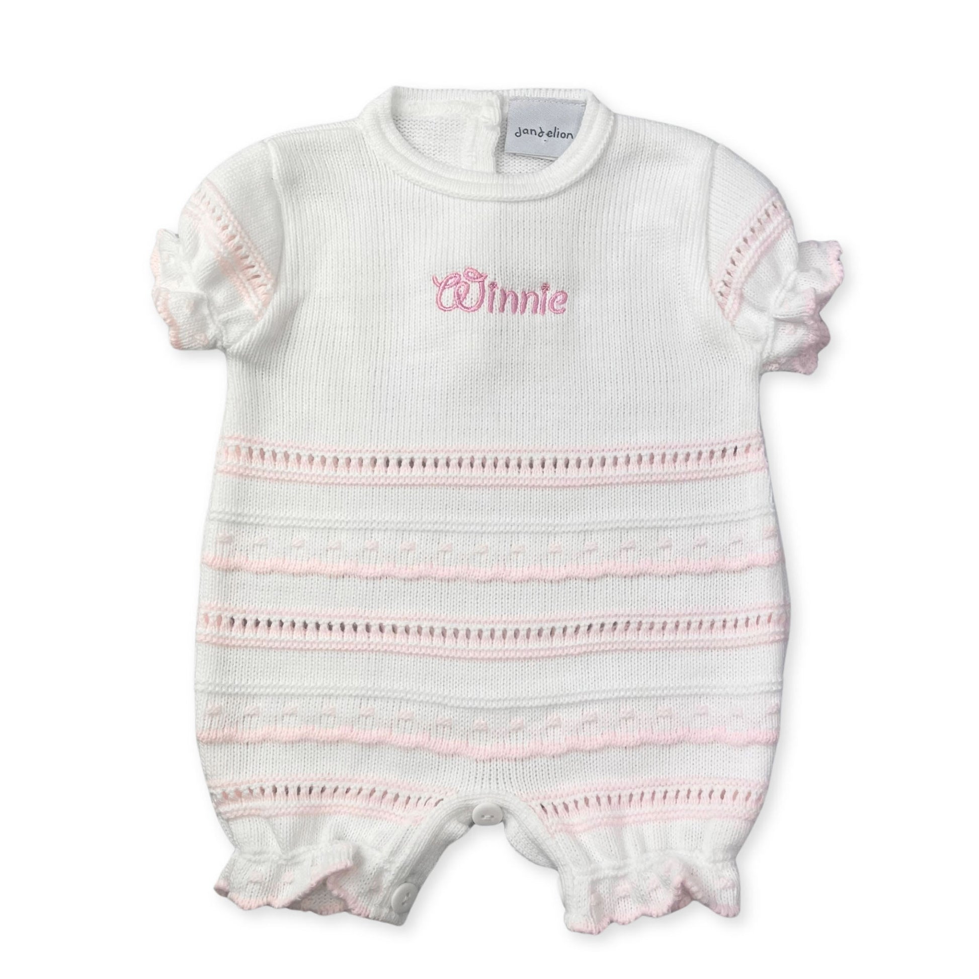 baby girls pink personalised romper
