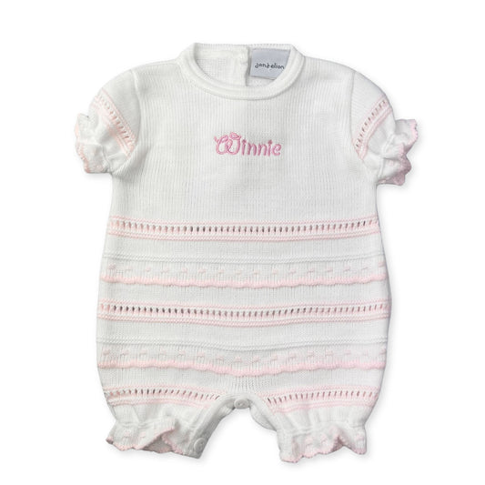 baby girls pink personalised romper