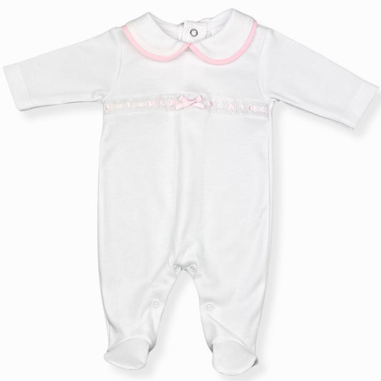 white and pink baby girls cotten velour
