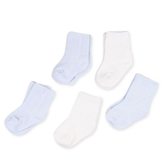 5 pack white blue baby socks pex