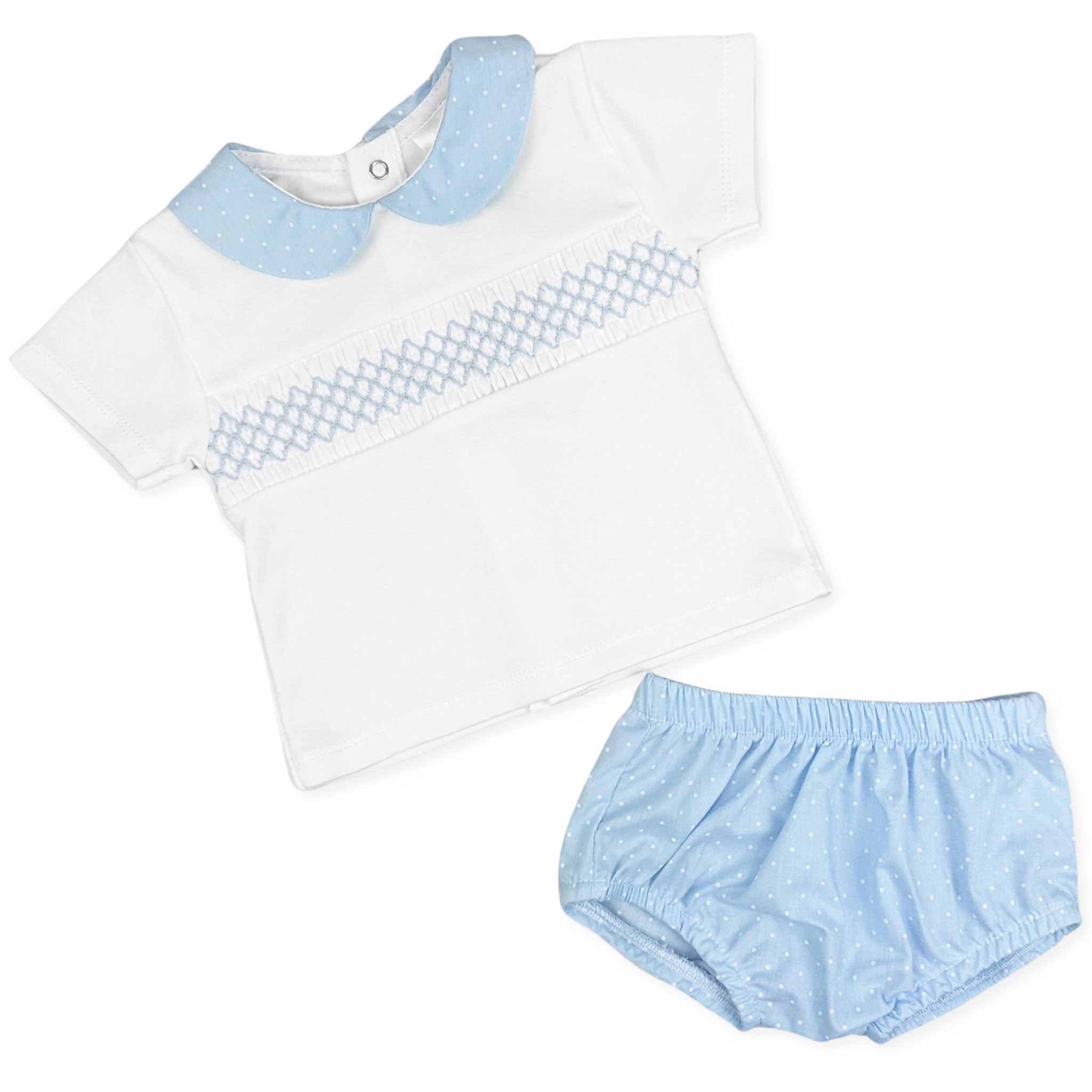 baby boys two piece blue and white summer outfit