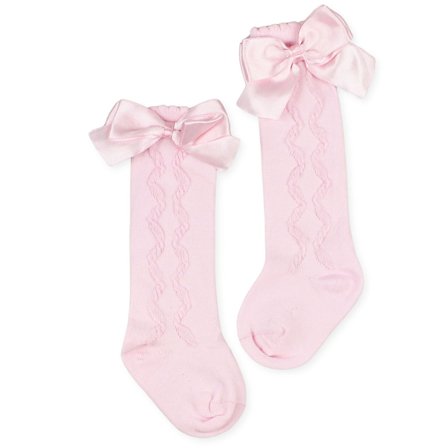 baby girls high knee pink socks with bow pex grazia
