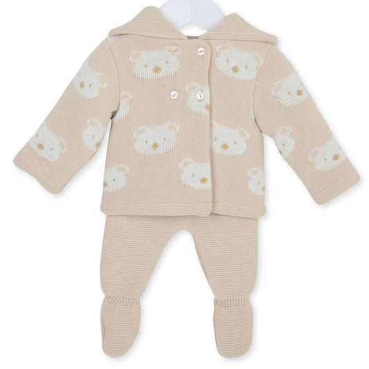 two piece pex beige outfit with bears 