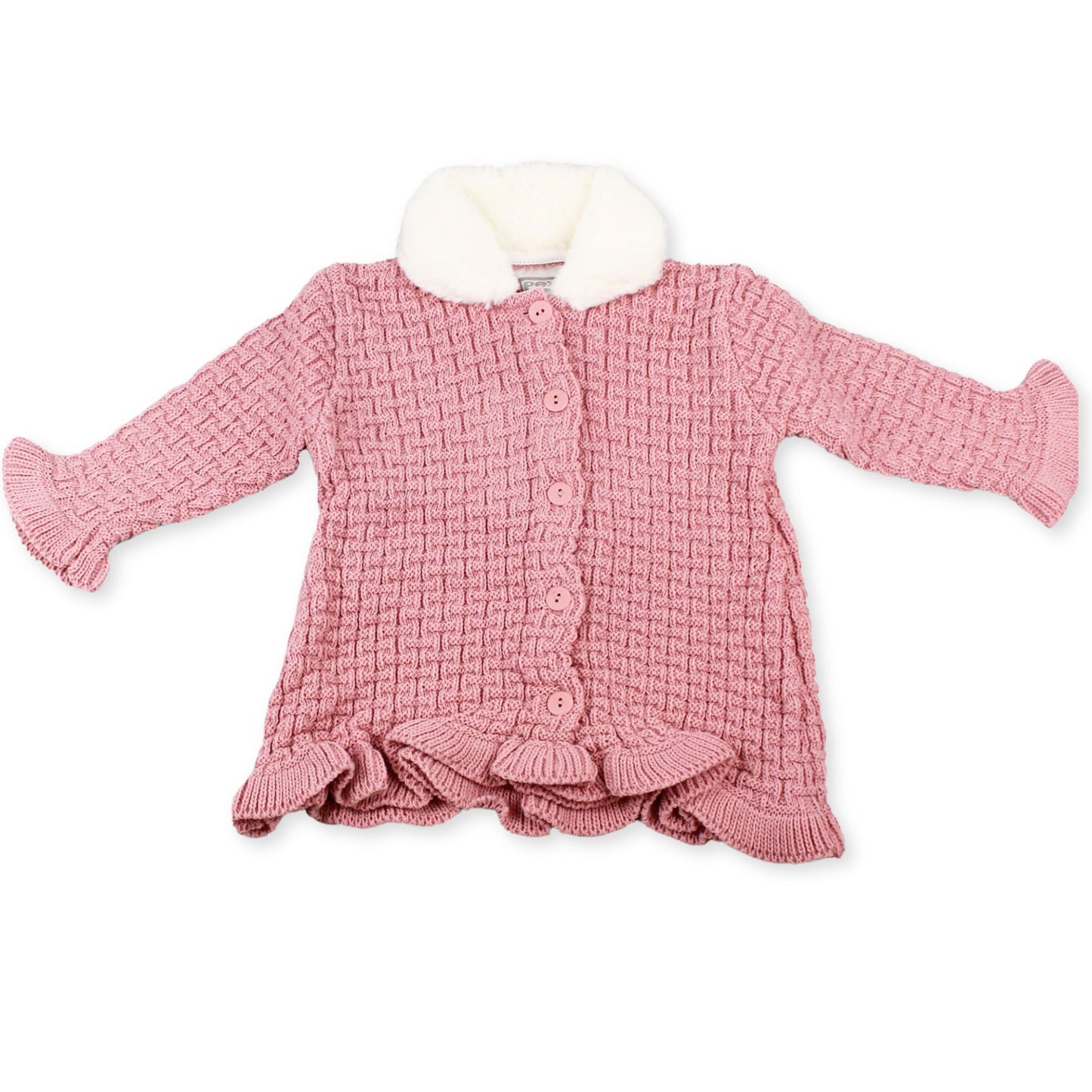 baby girls dusty pink knitted coat