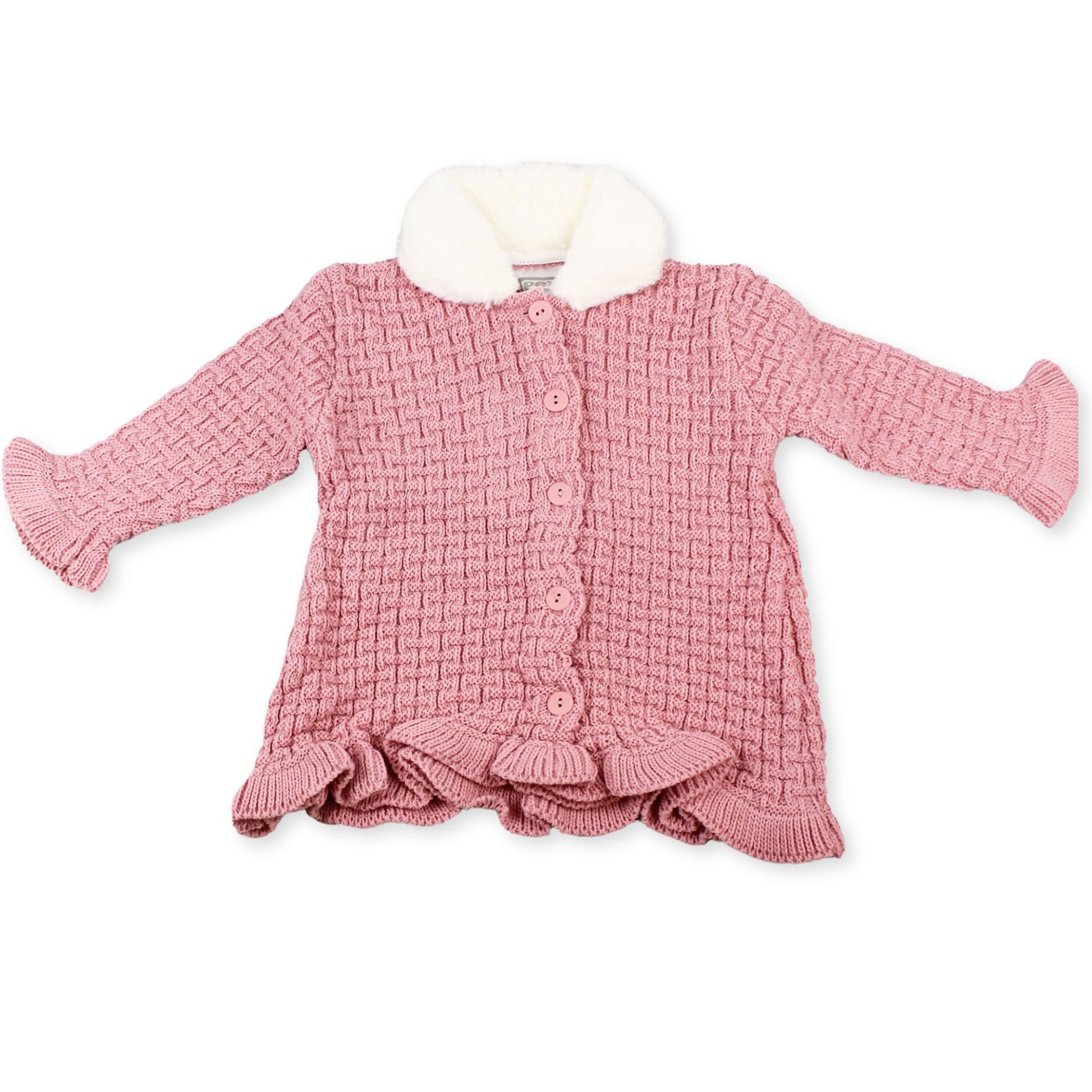 baby girls dusty pink knitted coat