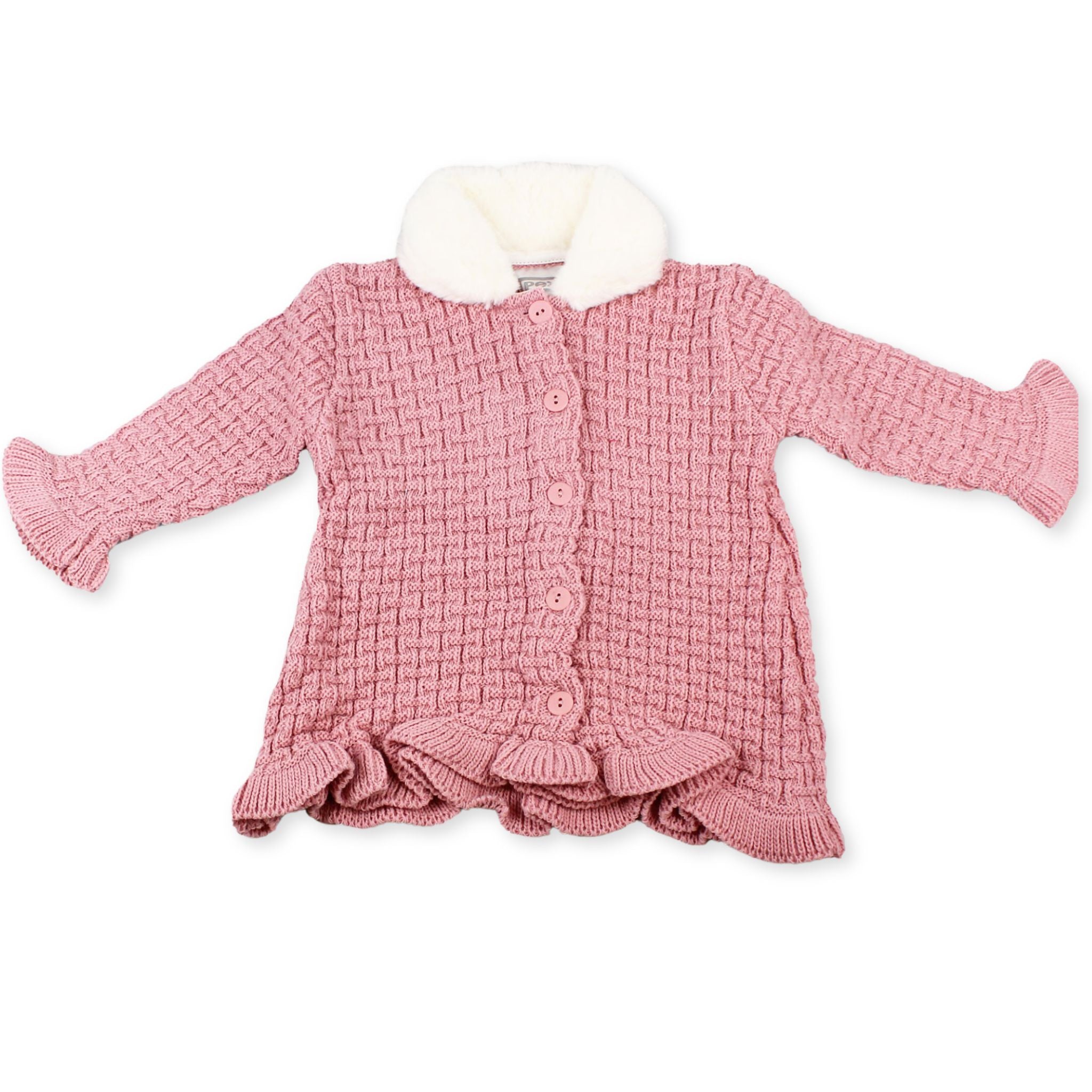 baby girls dusty pink knitted coat